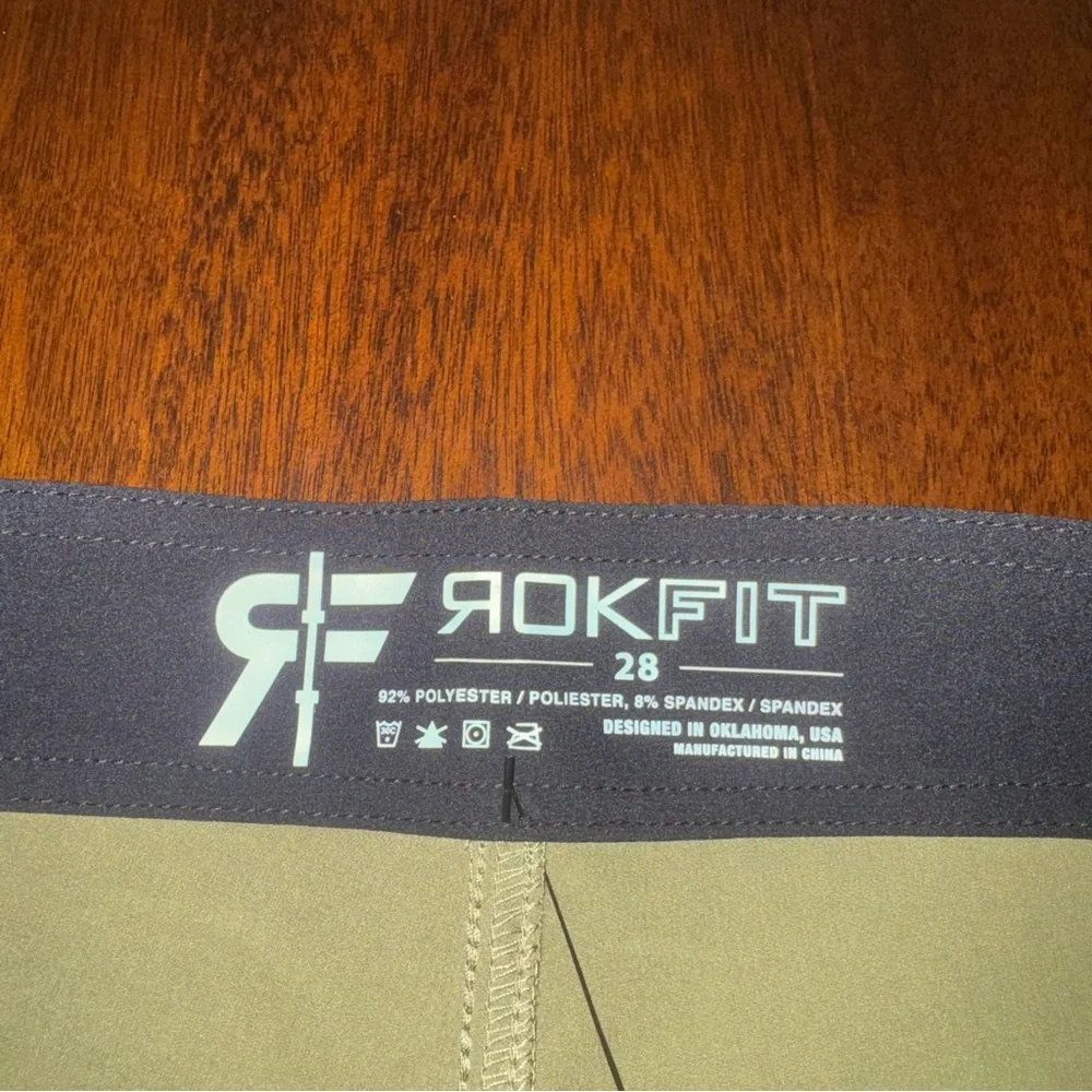 ROKFIT Break Board Shorts Olive Green Size 28 Back Pocket Swim Trunks